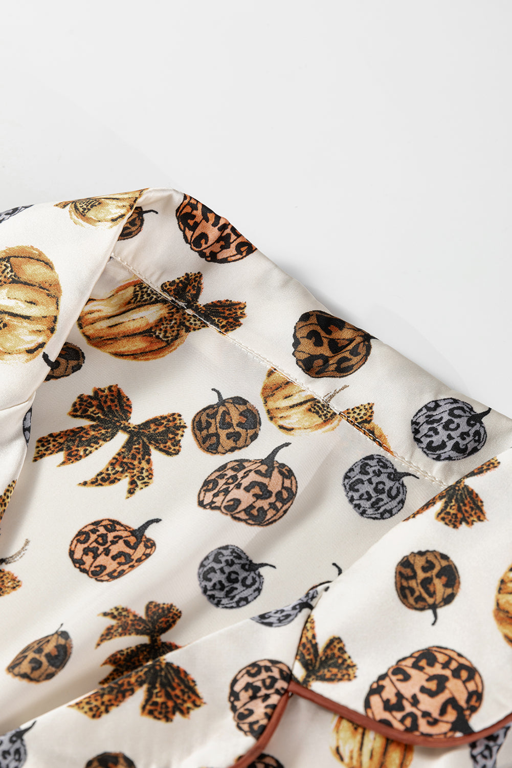 Beige Leopard Pumpkin 2pcs Pajama Set