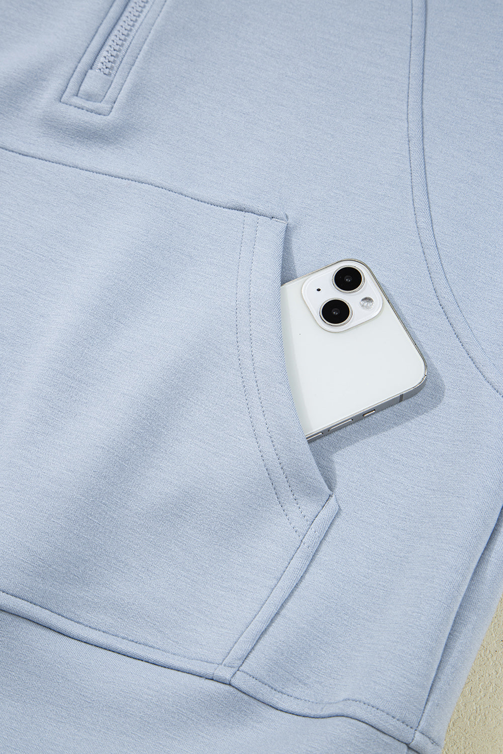 Half Zip Thumbhole Sleeve Hoodie Pants 2pcs Outfit