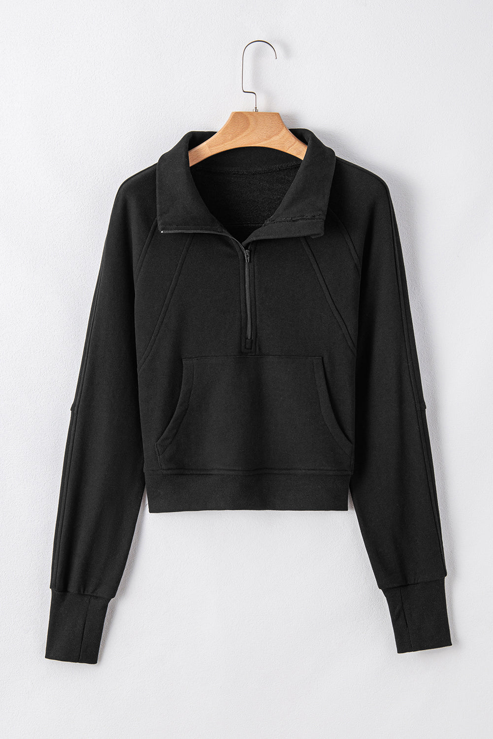 Black Fleece Collar Sweatshirt