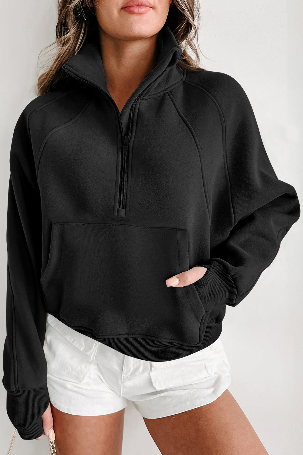 Black Fleece Collar Sweatshirt