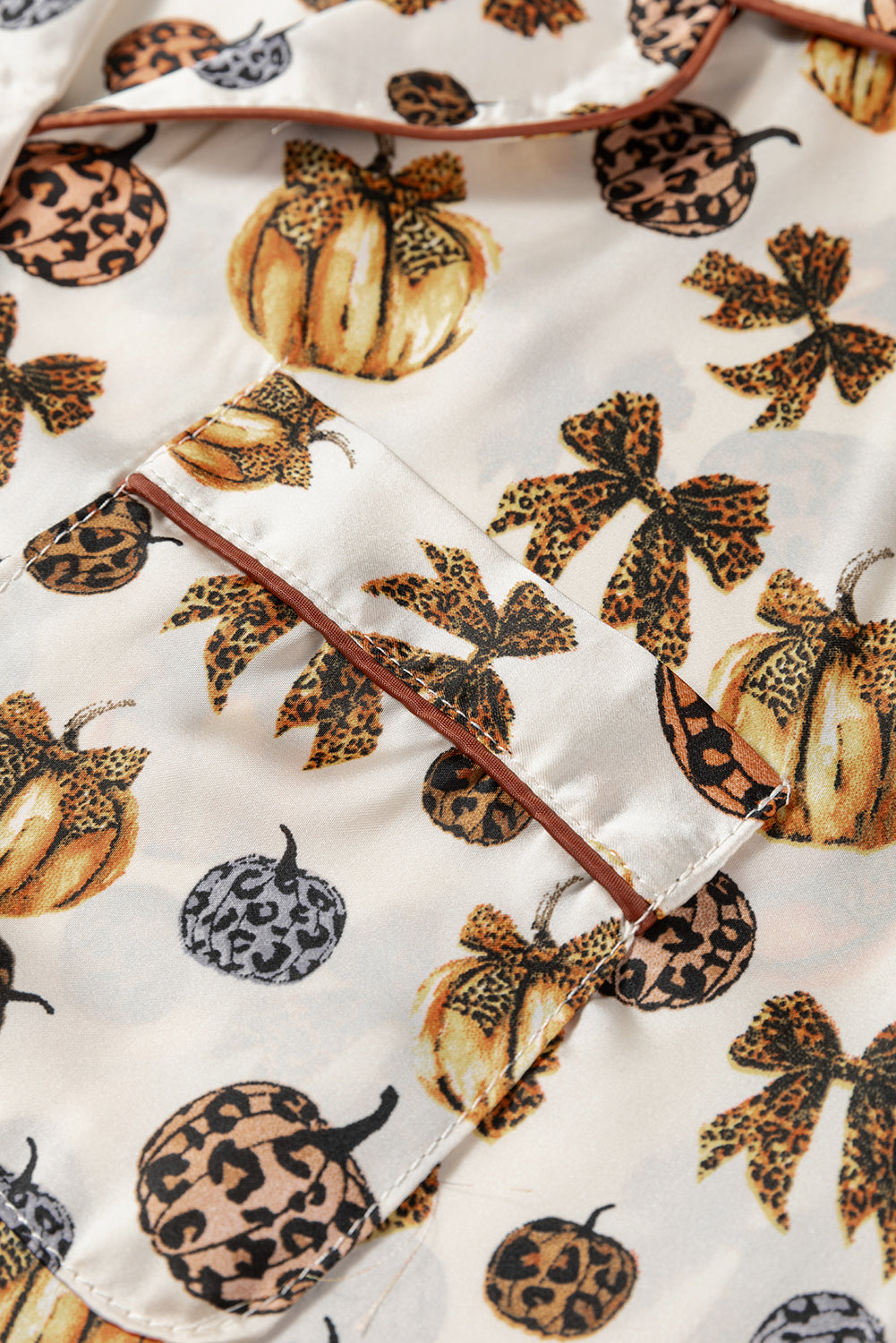 Beige Leopard Pumpkin 2pcs Pajama Set