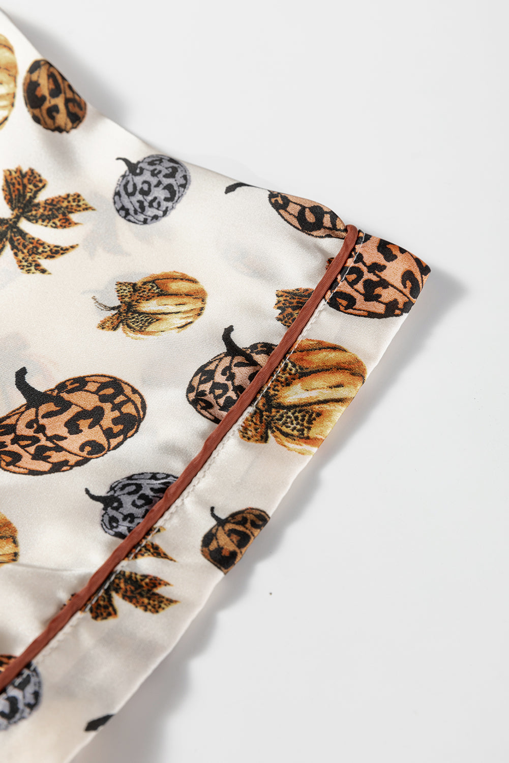 Beige Leopard Pumpkin 2pcs Pajama Set