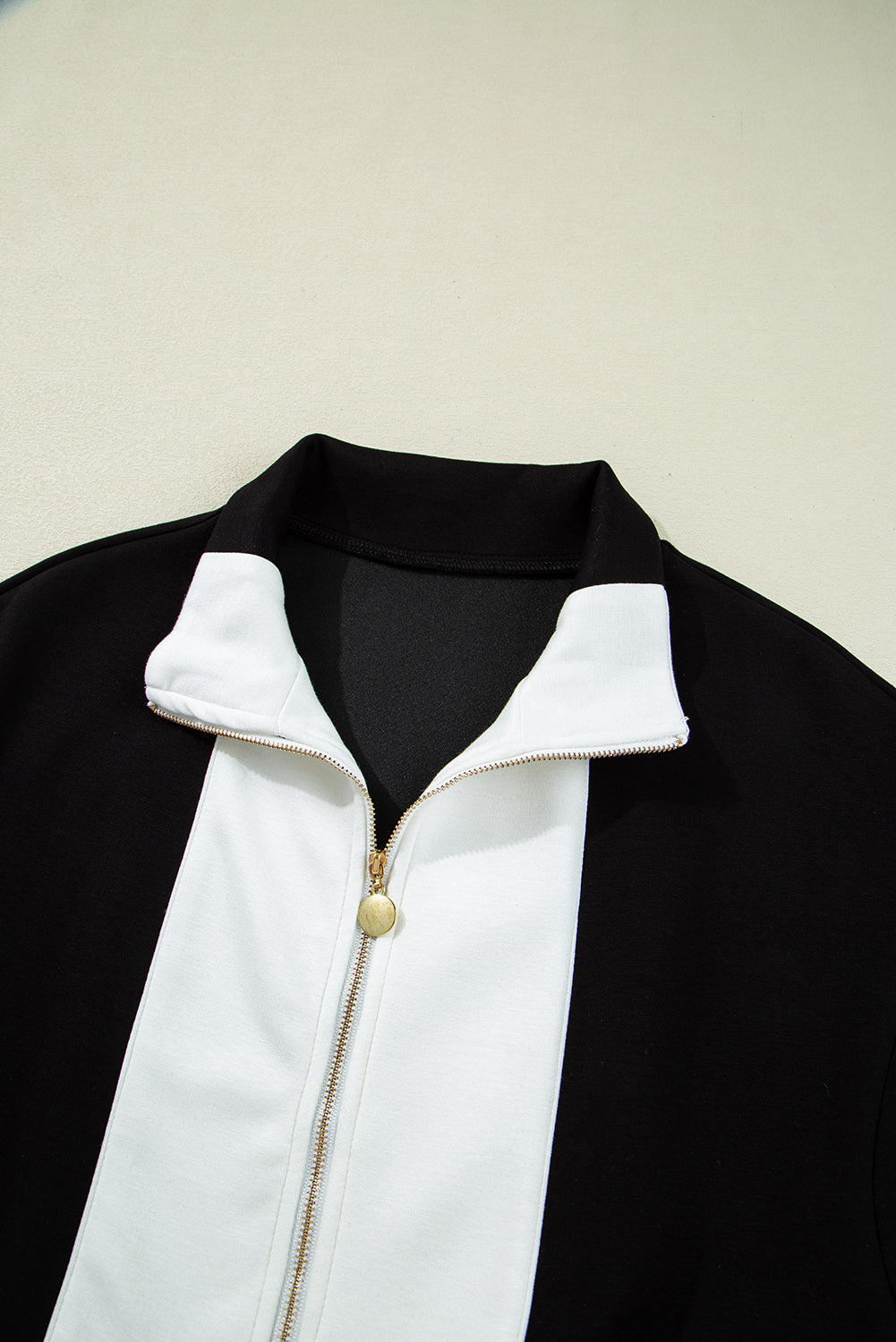 Black Collar Zip Front Romper