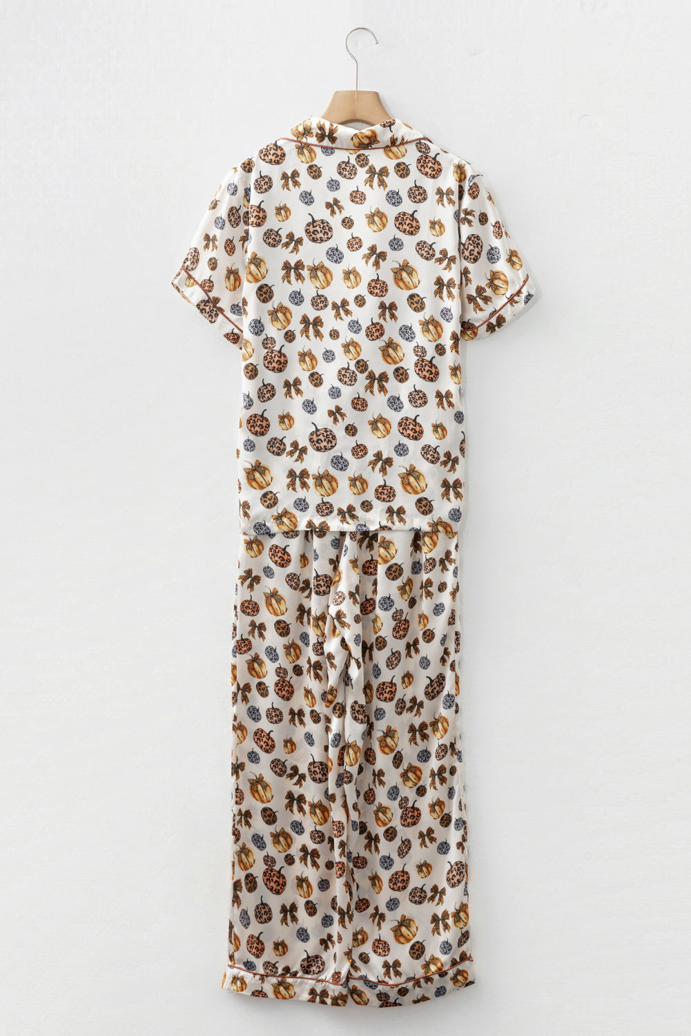 Beige Leopard Pumpkin 2pcs Pajama Set