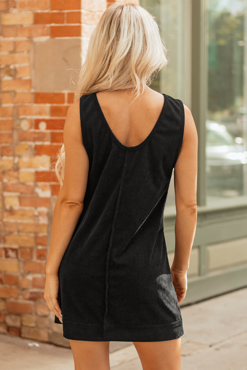 Black Corduroy Dress With Pockets