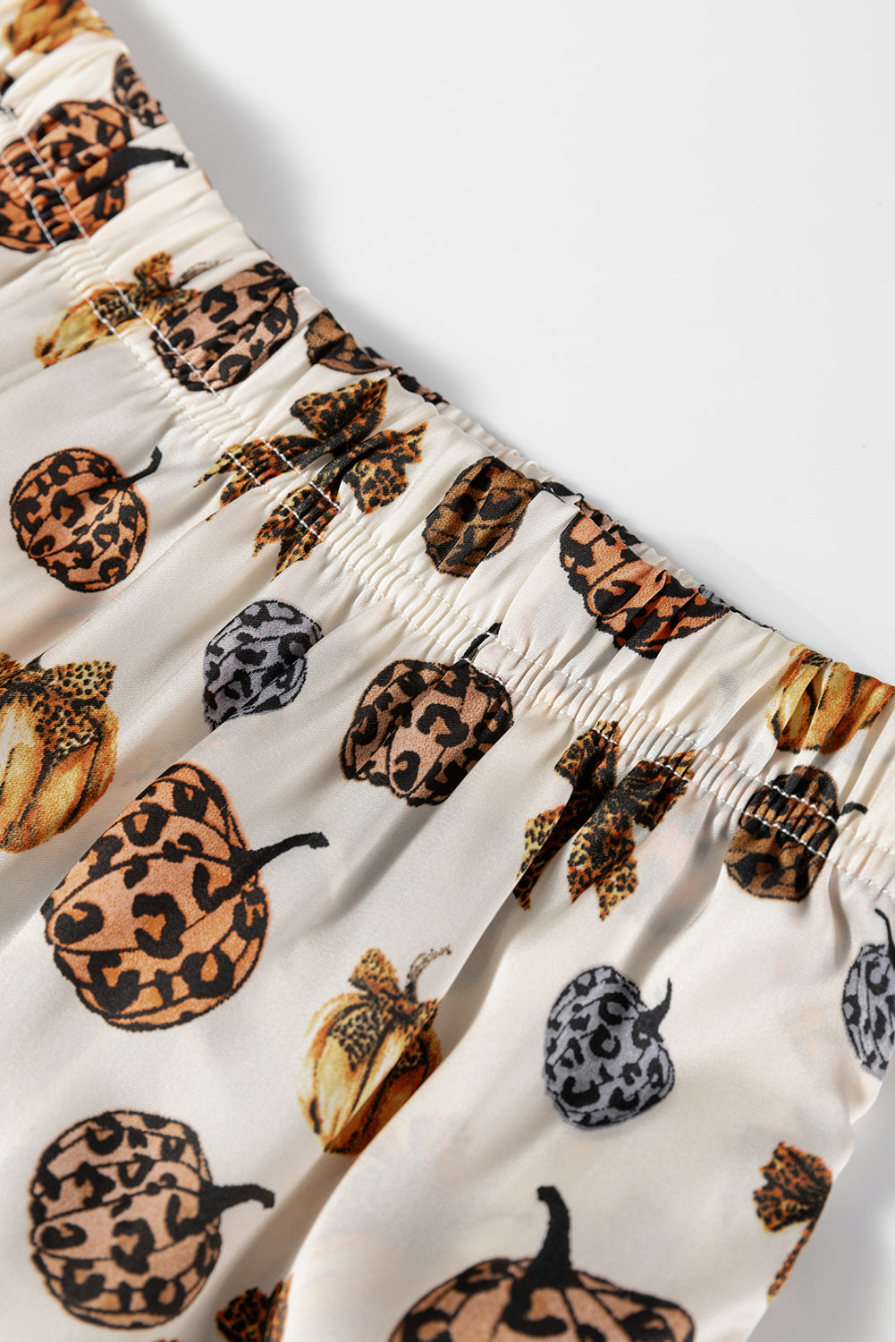Beige Leopard Pumpkin 2pcs Pajama Set