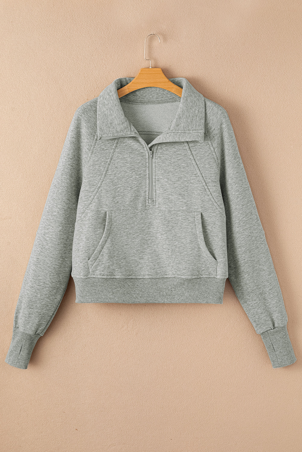 Gray Fleece Collar Sweatshirt