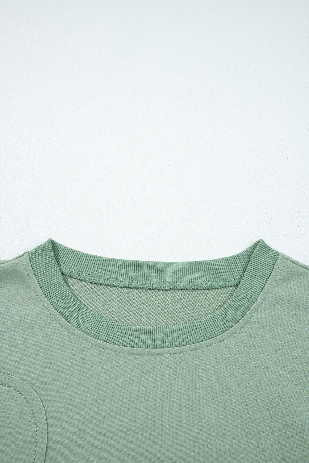 Green Raw Edge Flower Patch Casual Top