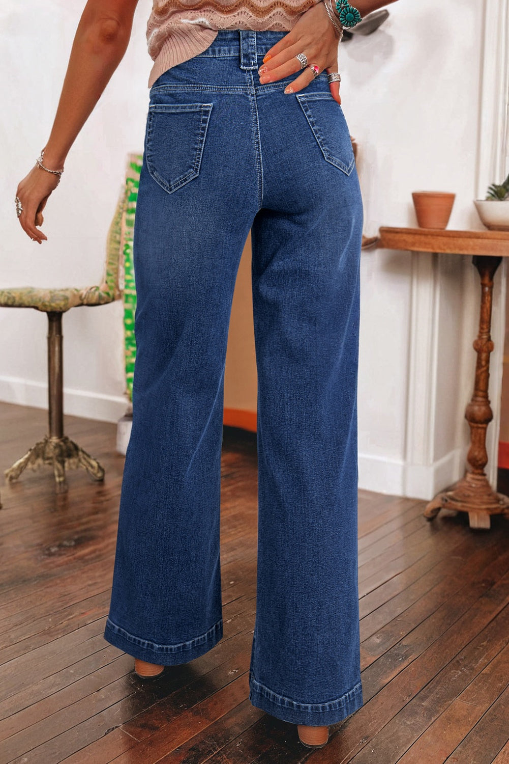 Sail Wide Leg Pocketed High Waist Jeans
