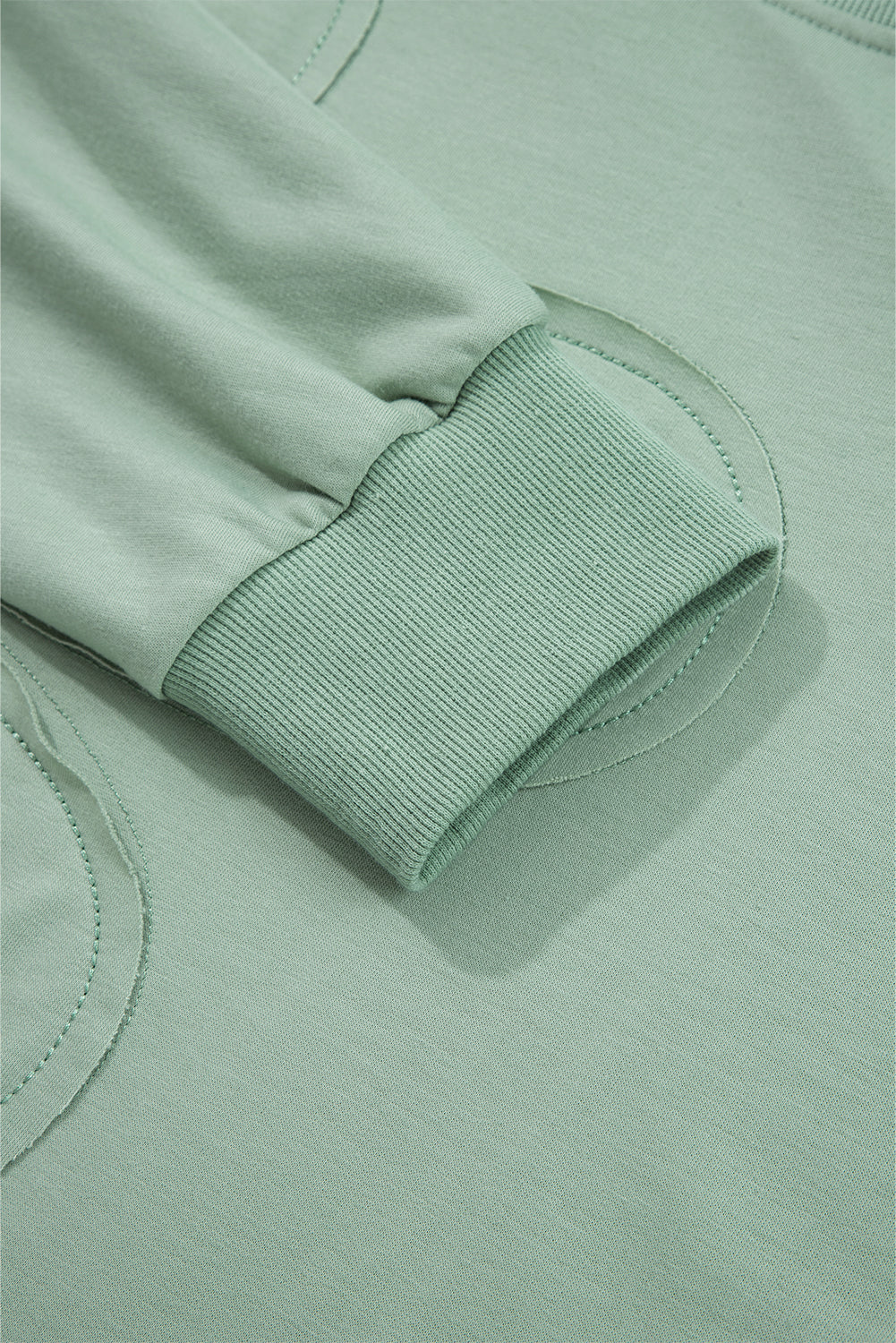 Green Raw Edge Flower Patch Casual Top