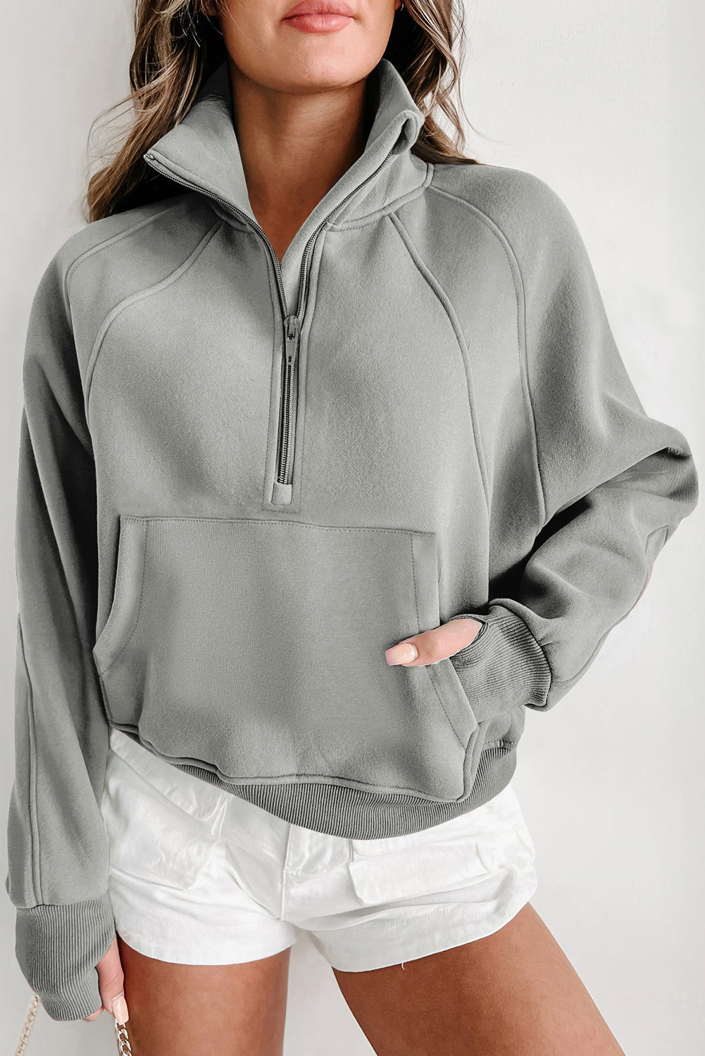 Gray Fleece Collar Sweatshirt