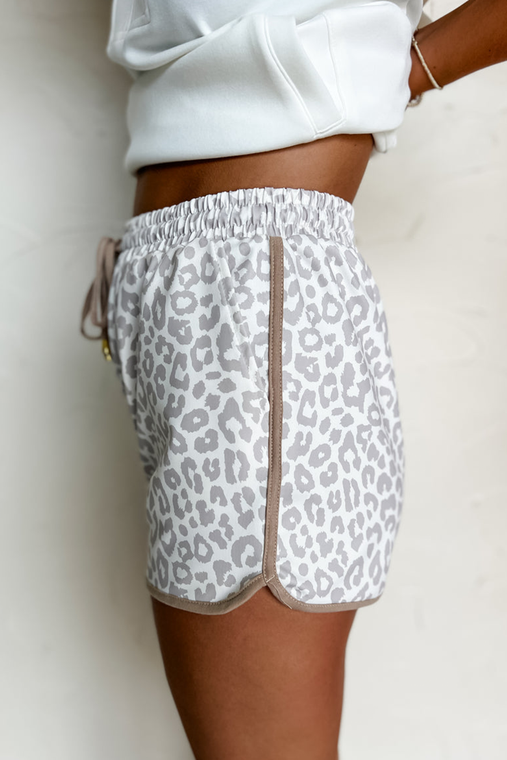 White Leopard Casual Shorts