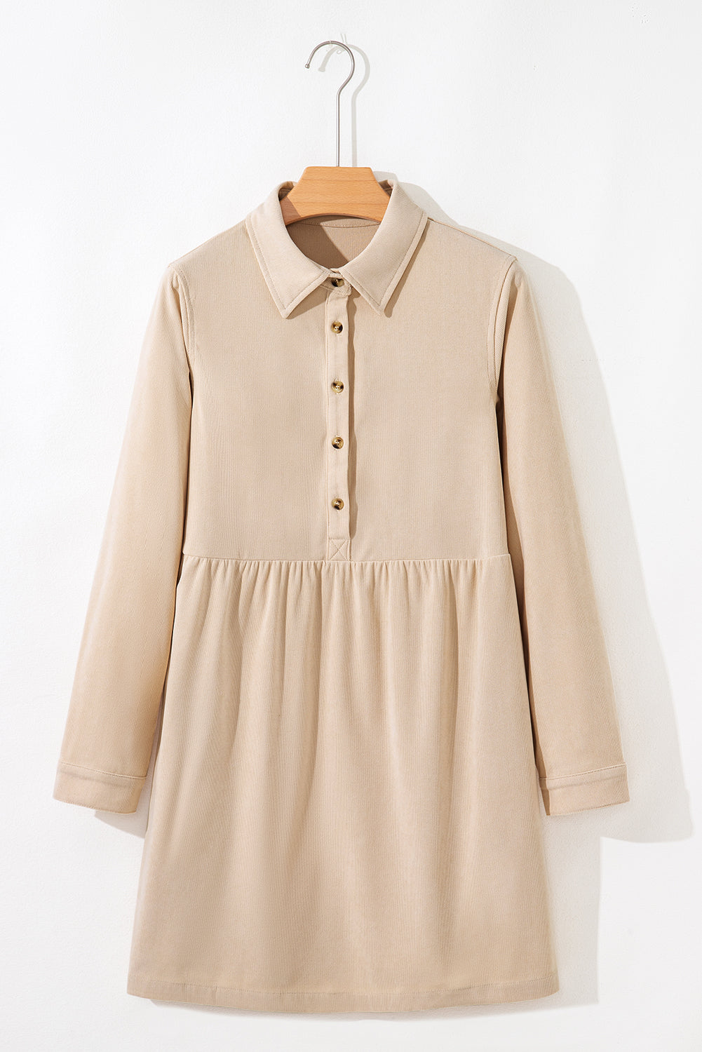 Oatmeal Corduroy Long Sleeve Dress