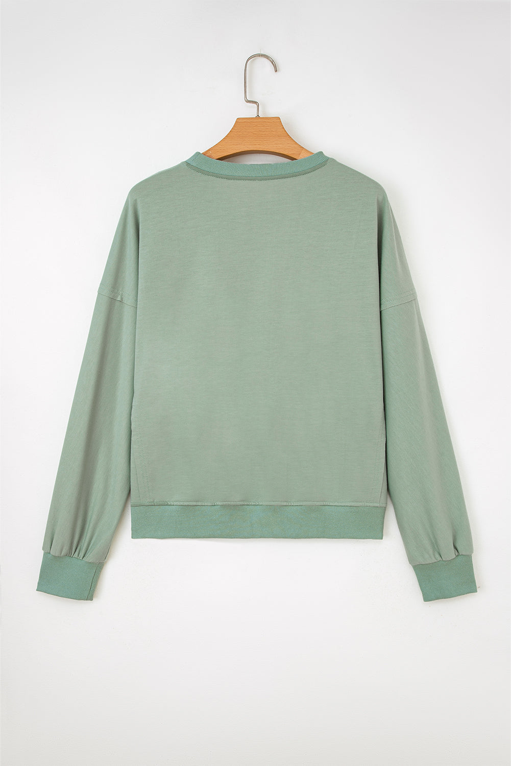 Green Raw Edge Flower Patch Casual Top